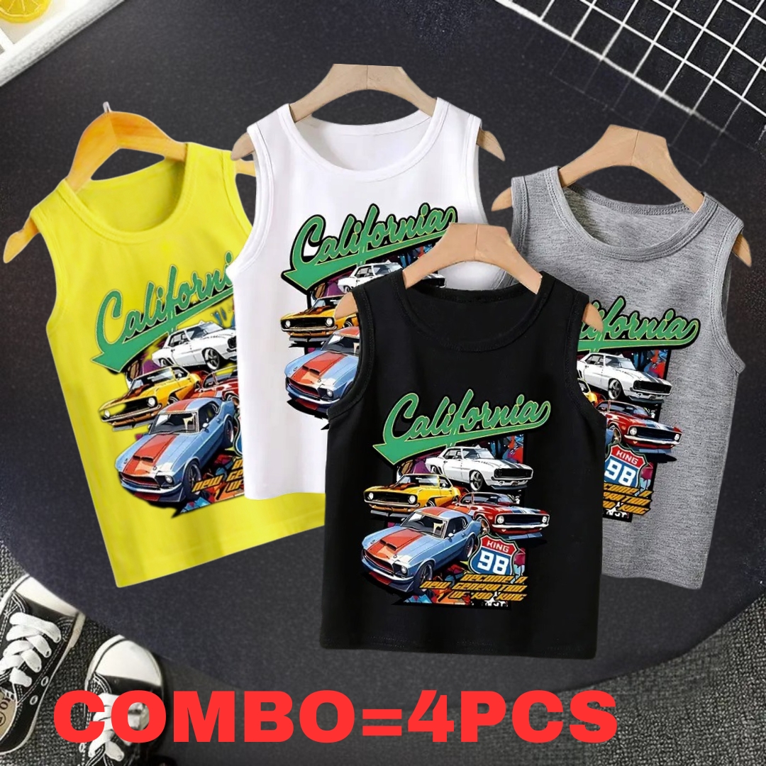 Baby Boys Summer Cotton Sleeveless Tank Top 4 Pcs Combo