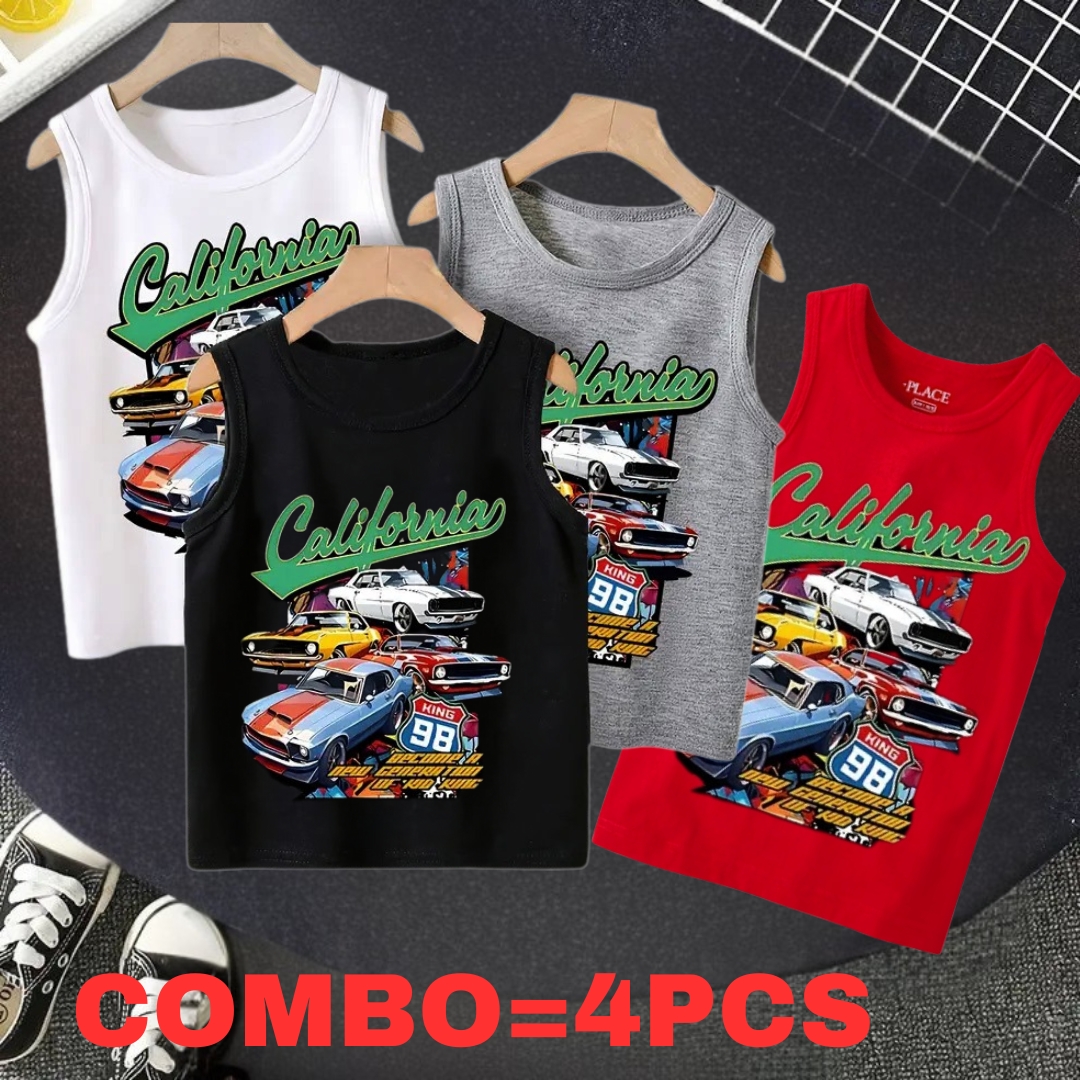 Baby Boys Summer Cotton Sleeveless Tank Top 4 Pcs Combo