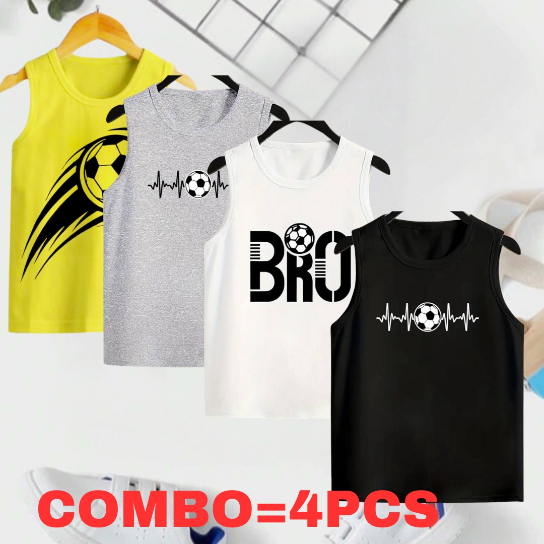 Baby Boys Summer Cotton Sleeveless Tank Top 4 Pcs Combo