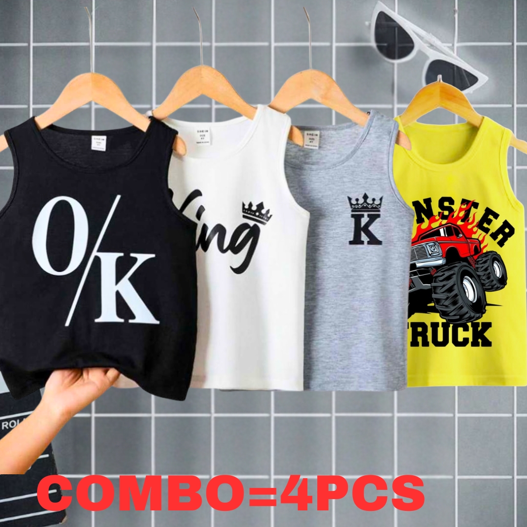 Baby Boys Summer Cotton Sleeveless Tank Top 4 Pcs Combo