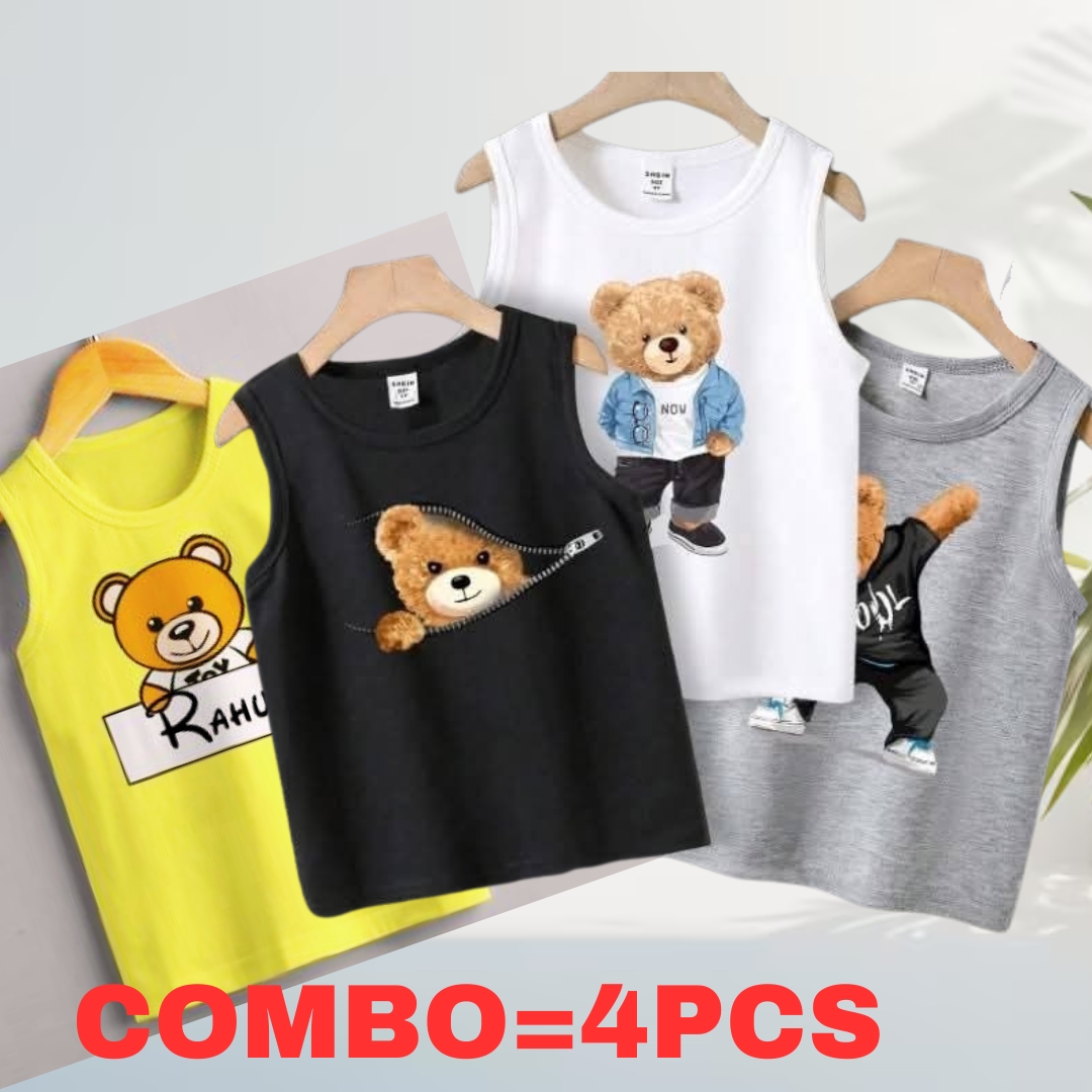 Baby Boys Summer Cotton Sleeveless Tank Top 4 Pcs Combo
