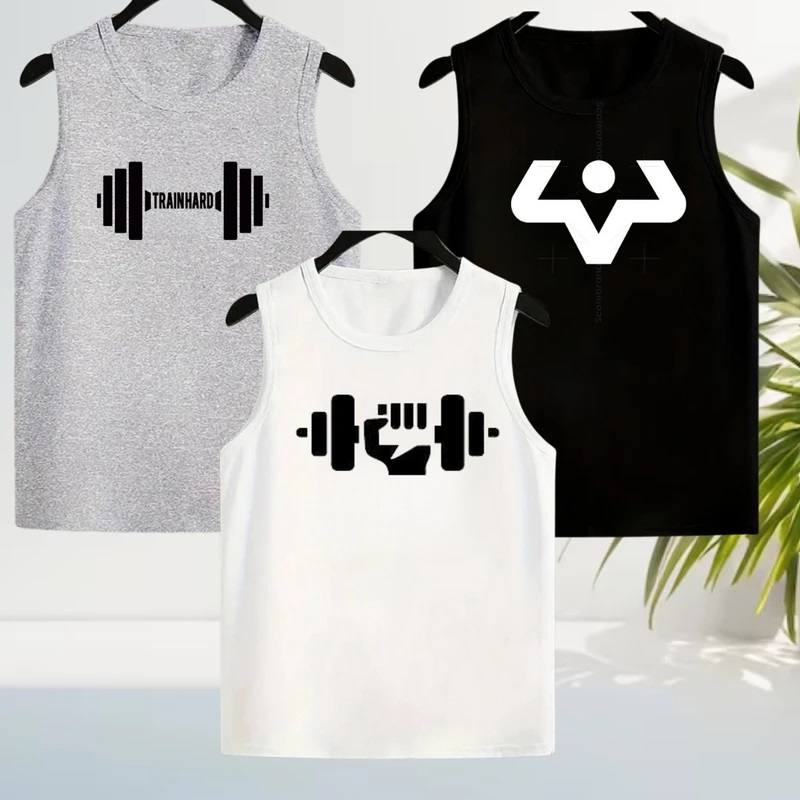 Men's Summer Cotton Sleeveless Tank Top 3Pcs Combo